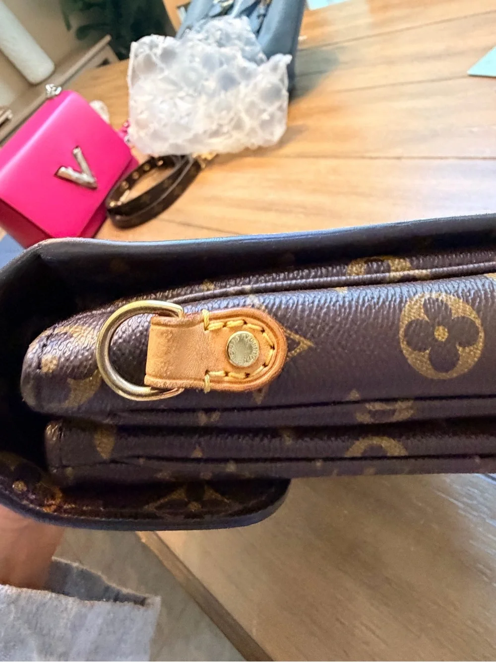 Louis Vuitton Brown Monogram Crossbody Bag with Gold Hardware